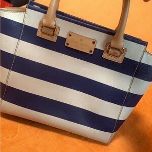 Kate Spade Navy and White Striped Satchel